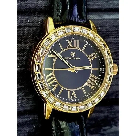 Rare Pablo Raez 35mm Manhattan Gem Studded Black Roman Watch